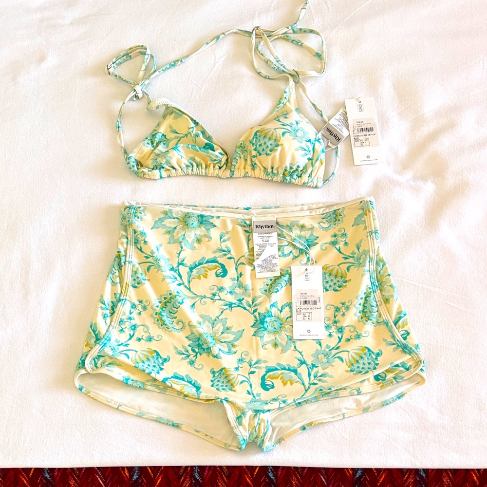 NWT Rhythm (Free People) 2-piece swimsuit.  Top is LARGE, bottom is EXTRA LARGE.